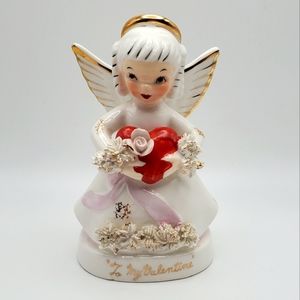 RARE Vintag Napco Ceramic National Potteries Corporation "To My Valentine" Angel
